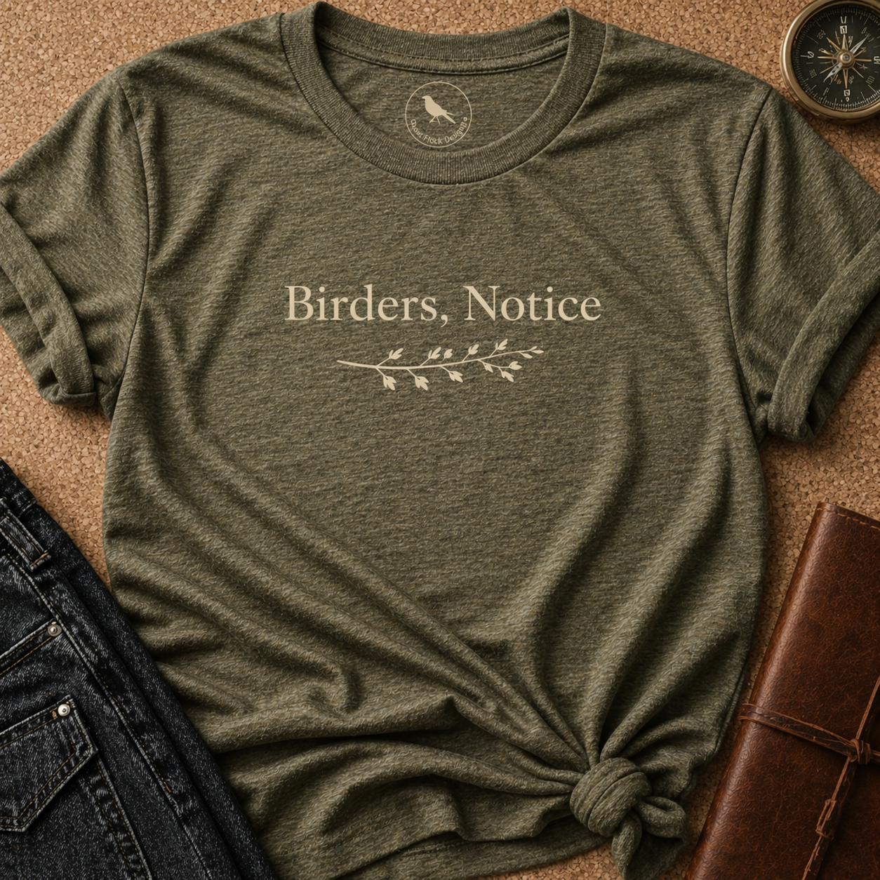 Birders, Notice t-shirt by Quiet Flock Designs — wearable noticing apparel for birdwatchers